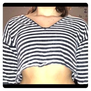 Stripped Long Sleeved Crop Top